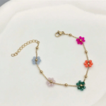 Titanium Flower Beaded Bracelet