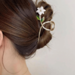White Floral Clip